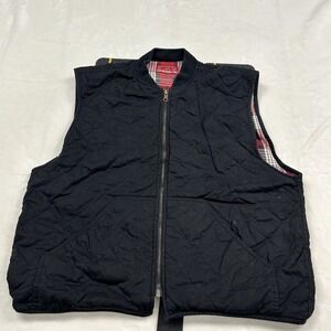 Marlboro Country Store Reversible Vest Mens M Black Red Plaid Quilted Zip Up